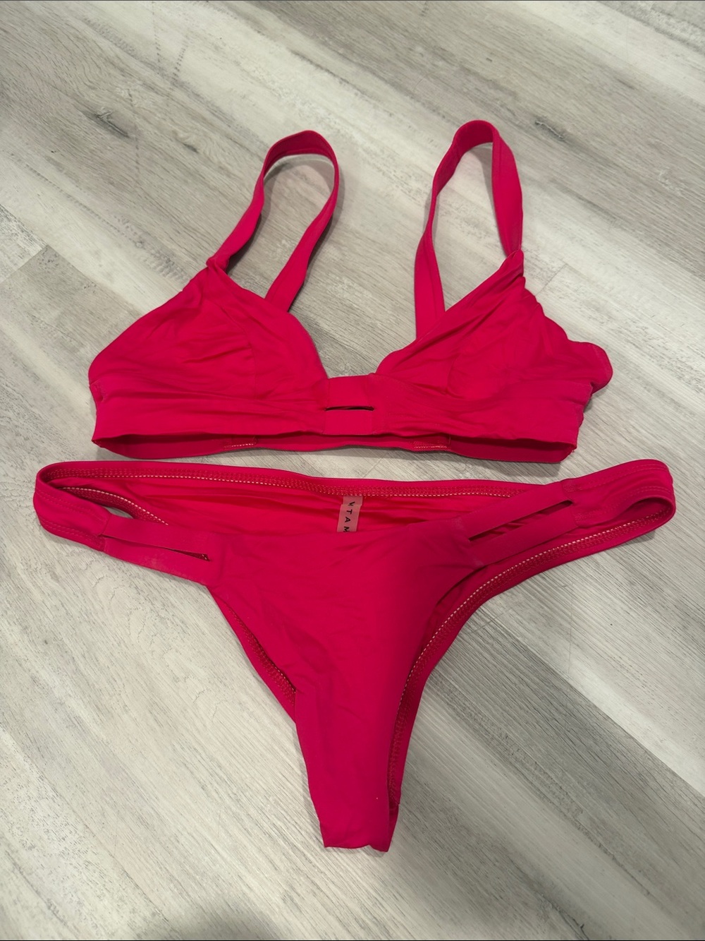 Vitamin A Women’s Hot Pink/red Two-Piece Swim Set - medium